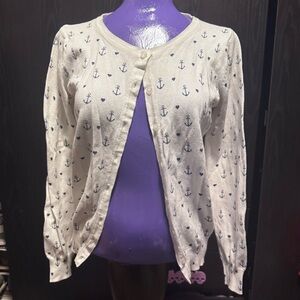 Atmosphere White Anchor Print Cardigan